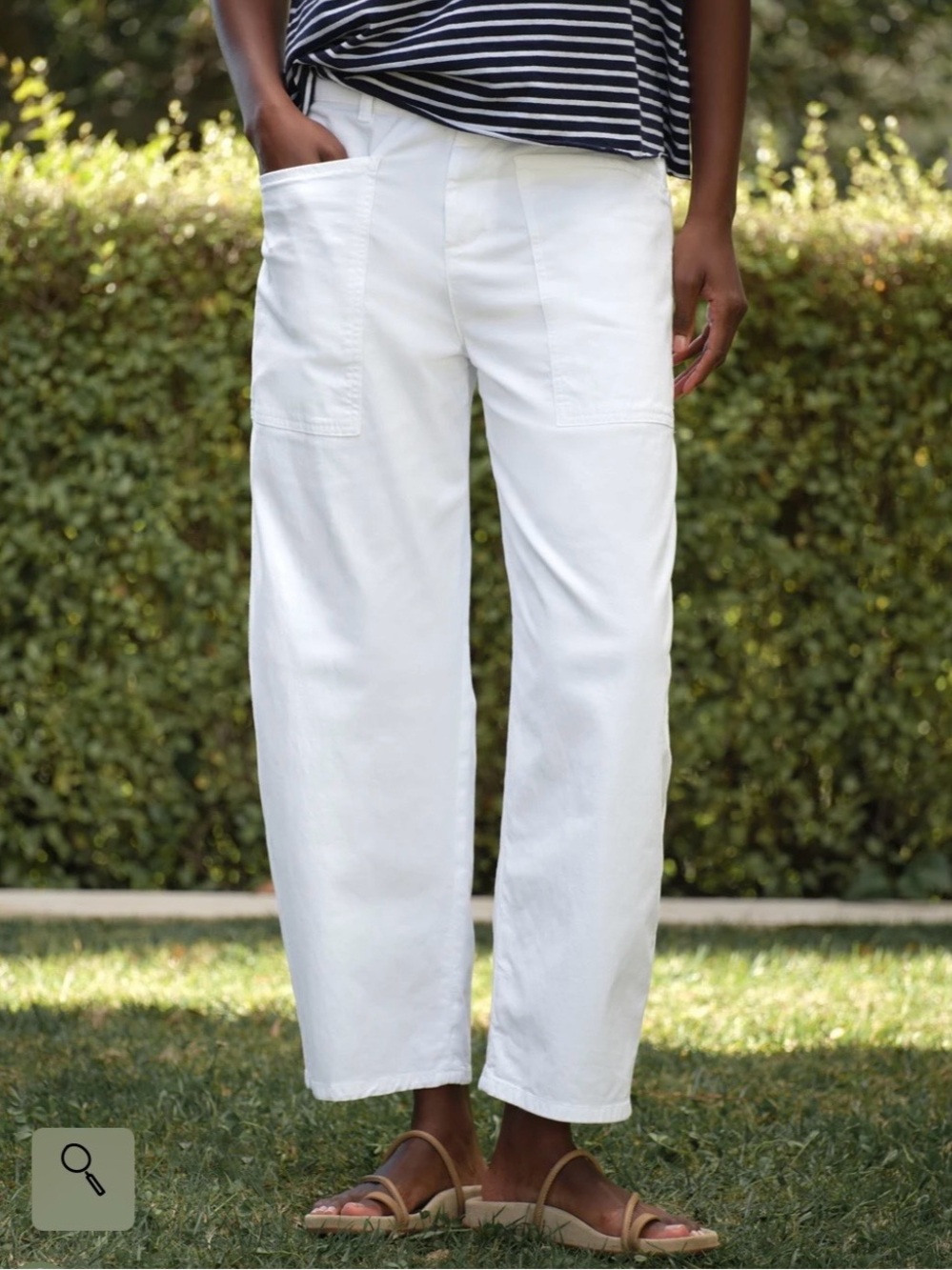 Frank & Eileen White Cropped Relaxed-Pant with Patch Pockets